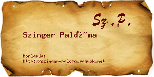 Szinger Palóma névjegykártya